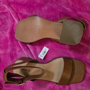 torrid Brown Strappy Square Toe Block Heels